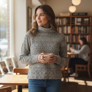 Columbia Funnel Neck Fleece Sweater Size Small